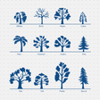 CAD Dynamic Blocks and Vector 12 Common Trees Silhouettes download dwg ai svg 