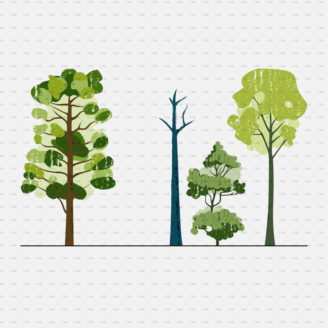 Download 20 Vector Colorful Trees inspired by David Hockney Style ...