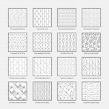 Vector Illustrator Pattern wallpaper CADasbuilt AI SVG – preview grid of 16 seamless wallpaper patterns from the library.