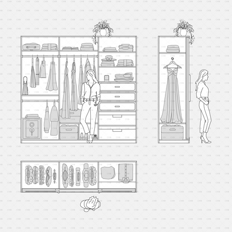 CAD and Vector Wardrobe Objects - Hers