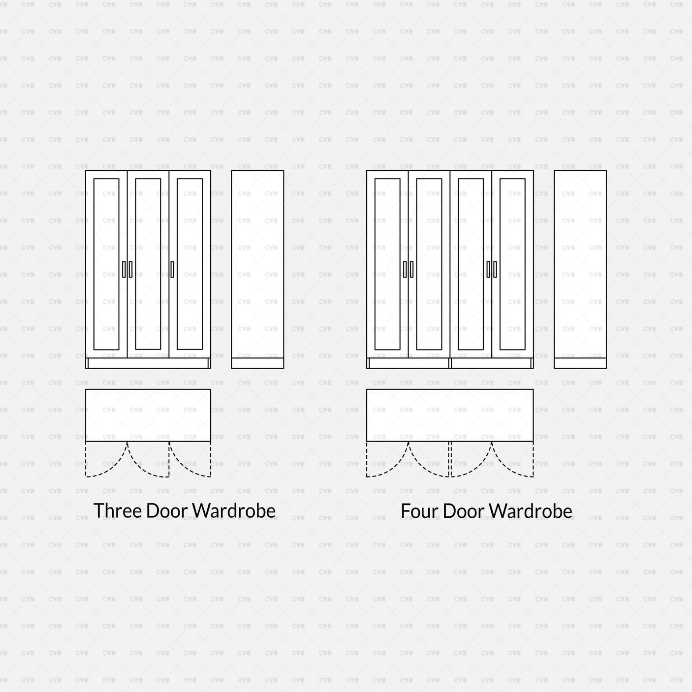 download cad dynamic and vector blocks wardrobe cadasbuilt three four door wardrobe