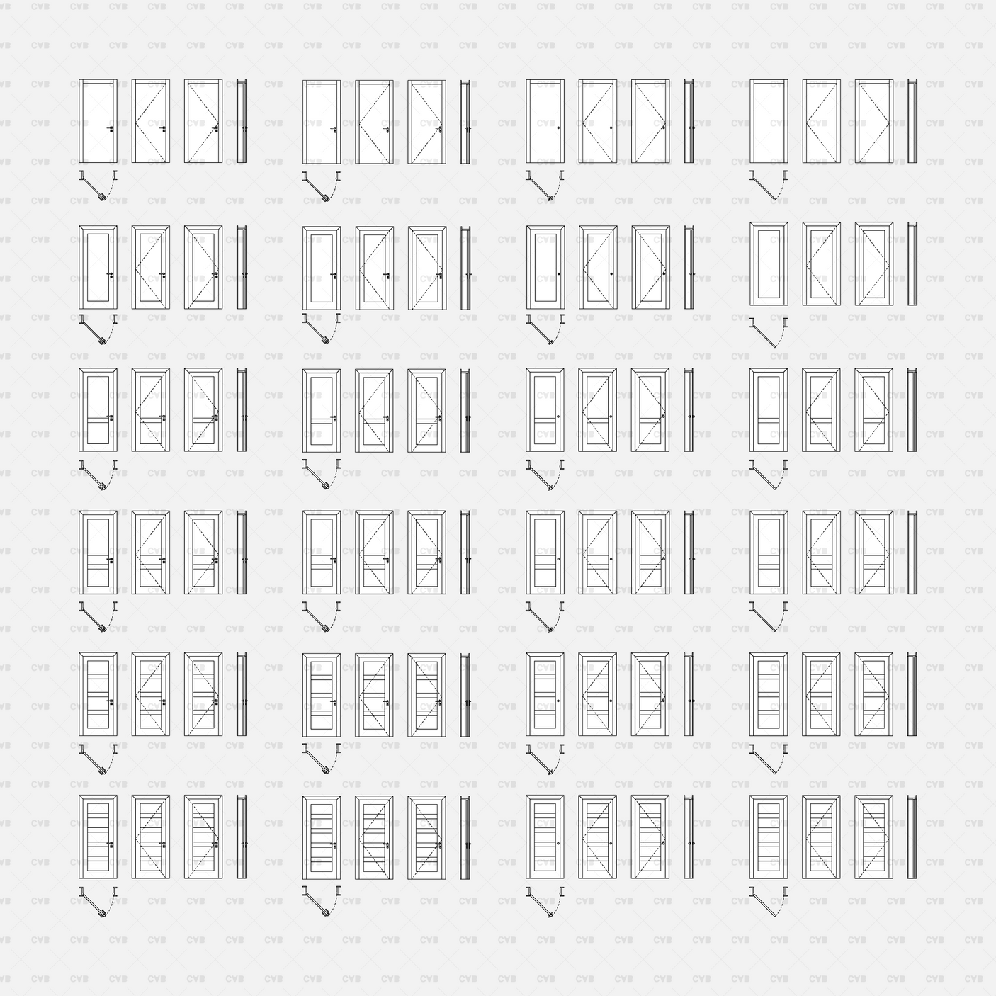 Dynamic CAD Blocks - 49 Doors Mega Pack (Wooden Frame) download autocad door 