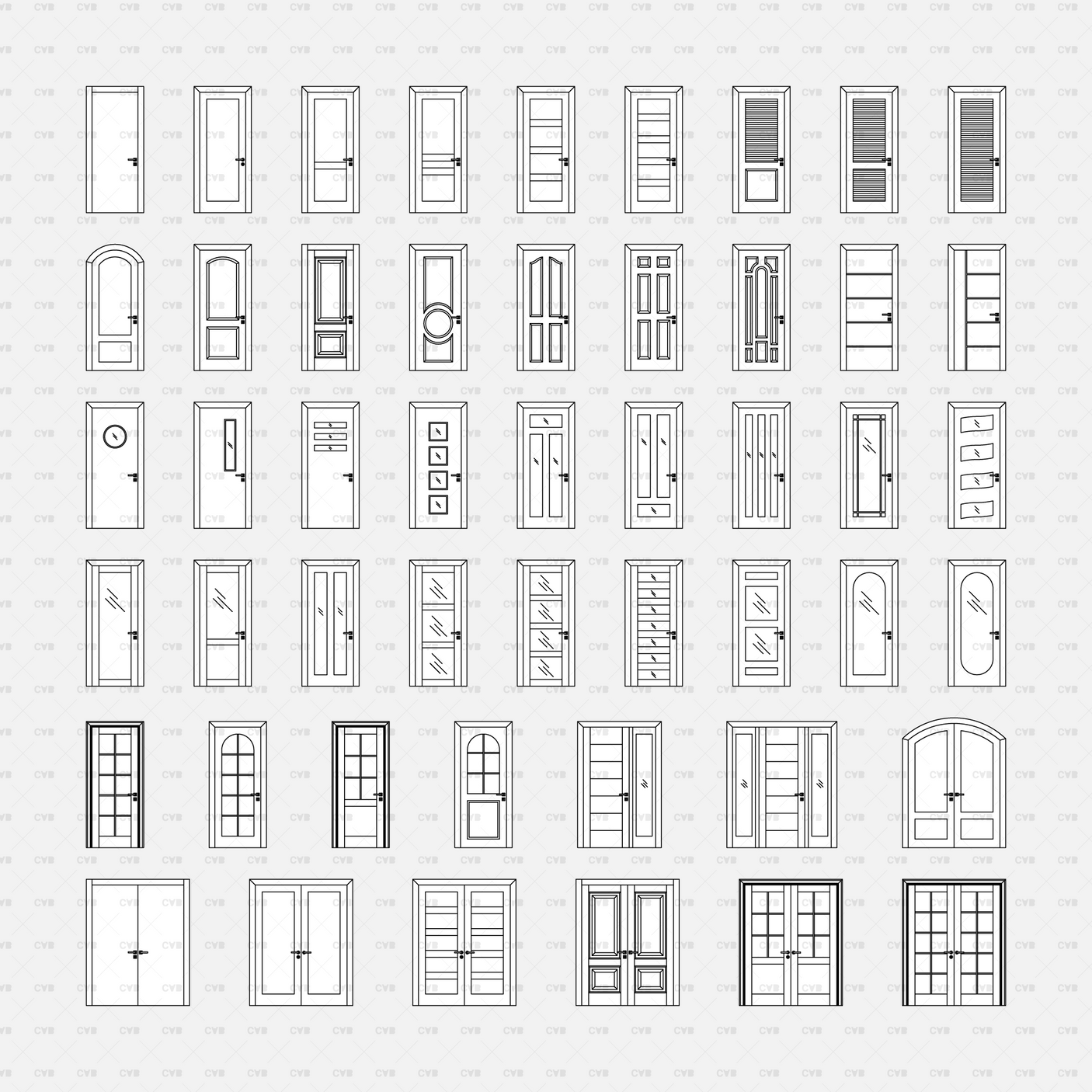 Dynamic CAD Blocks - 49 Doors Mega Pack (Wooden Frame) download autocad door 