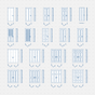 cad dynamic blocks wooden bi-fold doors CADasbuilt BIM blocks dwg front, side, plan views black line set of 18 types