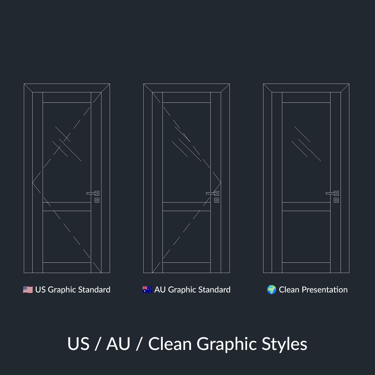 Dynamic CAD Blocks - 49 Doors Mega Pack (Wooden Frame) download autocad door top section elevation views 